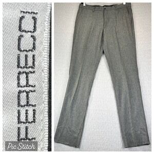 New Ferrucci Herringbone York Slim Fit Dress Pants Men 36X35 Grey Tweed business
